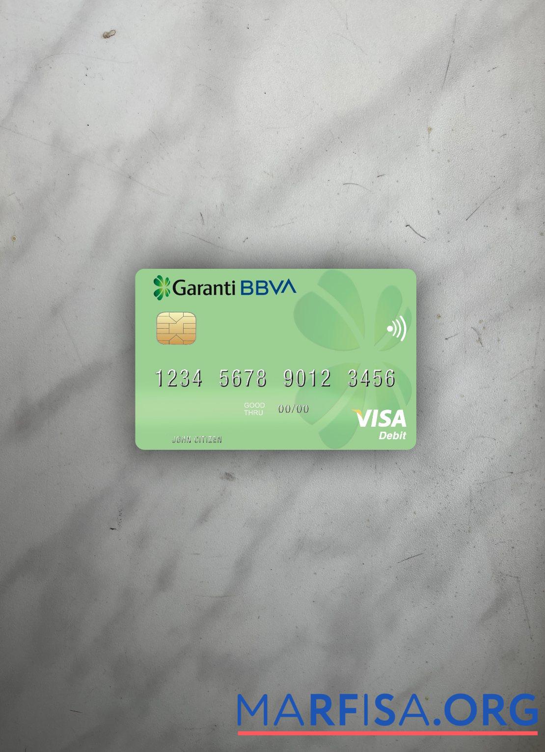 Realistic Romania Garanti BBVA visa debit card photolook front template